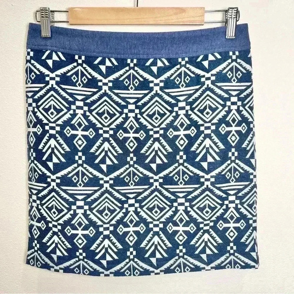 Pixley Dresses & Skirts - Pixley Women’s Tenille Navy Blue and White Aztec Print Mini Skirt Size Small